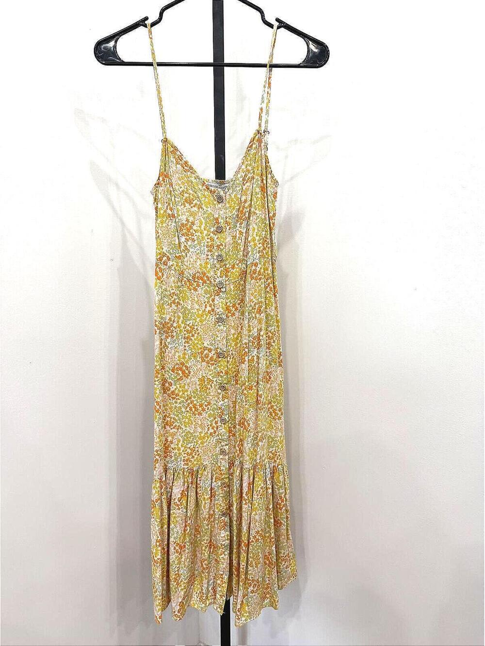 Spirit of Grace Small Floral Button-Front Midi Dress with Ruffle Hem